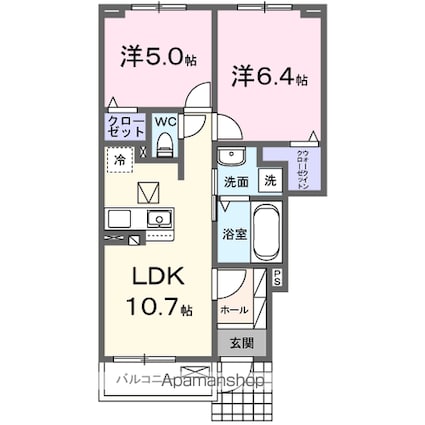 スカイ[2LDK/50.44m2]の間取図