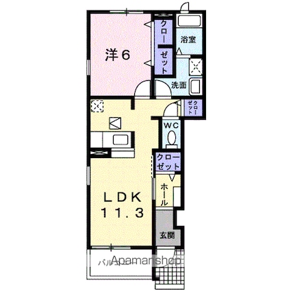 シェーネ・ハイマートＹ．Ｍ　Ｂ[1LDK/44.18m2]の間取図