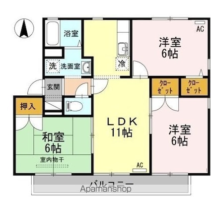 セジュール平佐[3LDK/59.62m2]の間取図