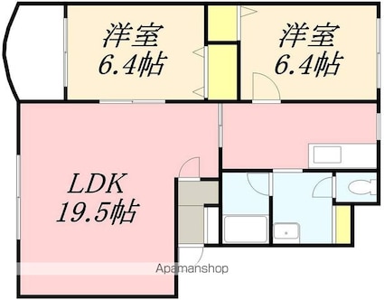 ピュアライフ亀田本町[2LDK/62.55m2]の間取図