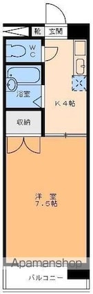 アメニティー味酒[1K/25.12m2]の間取図
