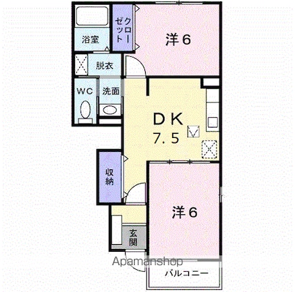 ｐａｌａｚｚｏ　Ｂ[2DK/44.82m2]の間取図