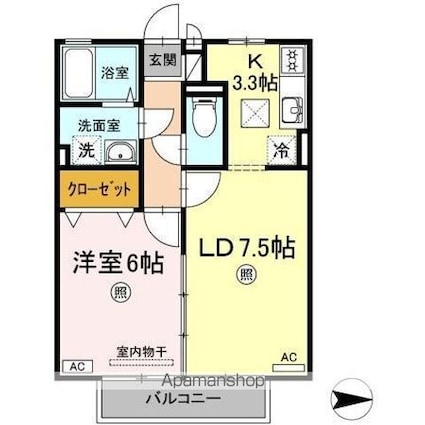 リュミエール[1LDK/40.07m2]の間取図