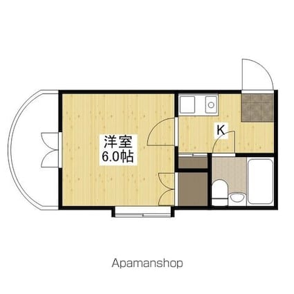 エステート中広[1K/16.5m2]の間取図