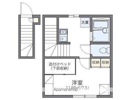 レオパレス中田第三[1K/24.84m2]の間取図