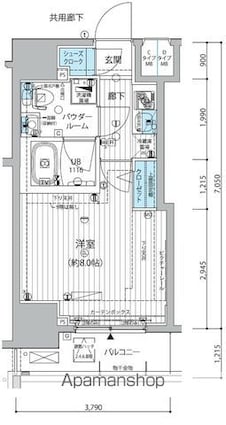 メインステージ三田アーバンスクエア[1K/25.68m2]の間取図