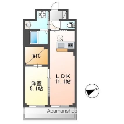 カーネル　ベイス[1LDK/41.32m2]の間取図