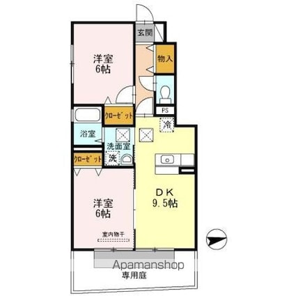 パーク　フォレスト　Ａ棟[2DK/50.68m2]の間取図