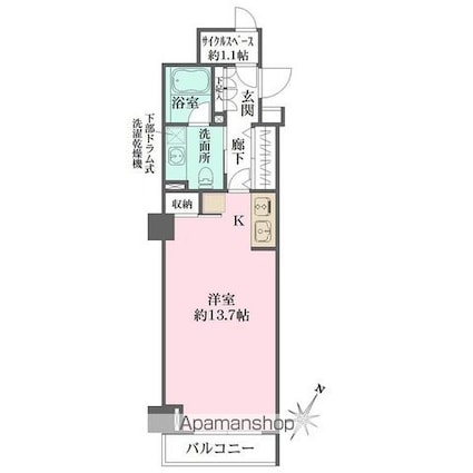 日本橋室町デュープレックスポーション[1R/39.55m2]の間取図
