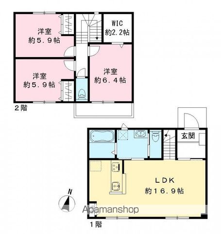 京成電鉄松戸線 滝不動駅 徒歩13分 2階建 新築の間取り写真