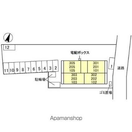 ボヌールメゾンｋａｓｕｇａ[1LDK/41.86m2]の配置図