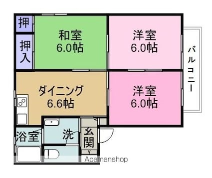 夢番地Ａ[3DK/54.69m2]の間取図