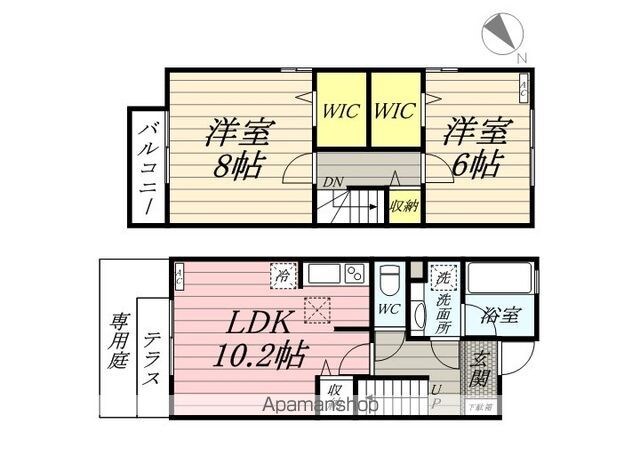 モントレーメゾネット　Ｂ棟[2LDK/65.59m2]の間取図