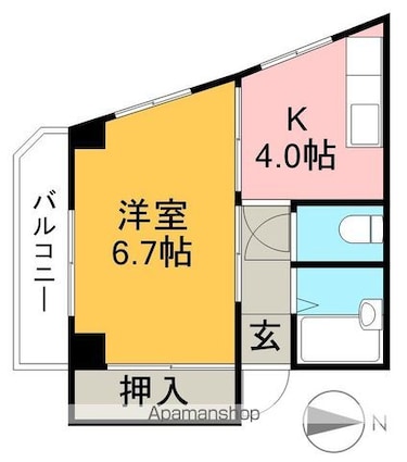 高知県高知市高須東町[1K/29.43m2]の間取図