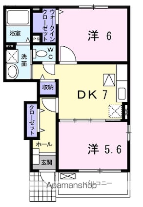 茨城県神栖市平泉東３丁目[2DK/46.22m2]の間取図
