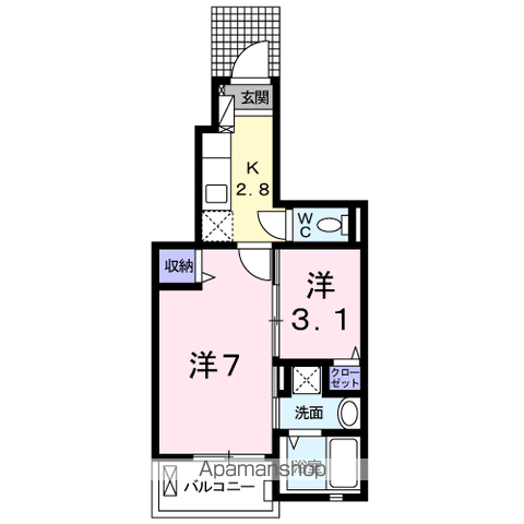 松戸市栄町のアパートの間取り