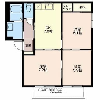 ＪｏｙＴＡ[3DK/55.85m2]の間取図