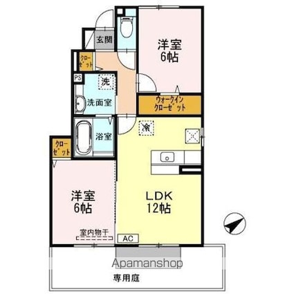 ファーシル　Ｂ棟[2LDK/57.39m2]の間取図