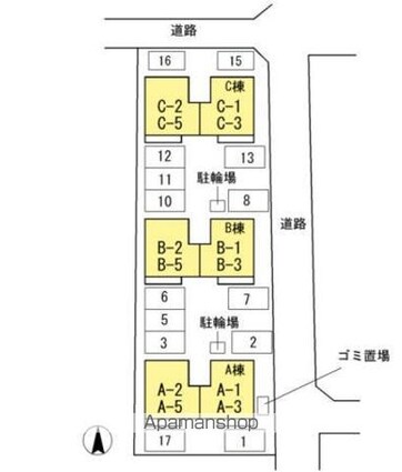クレストヤマ[2K/45.54m2]の配置図