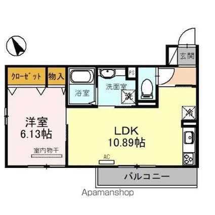 フラン岡[1LDK/41.01m2]の間取図