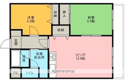 和歌山県和歌山市木ノ本[2LDK/56.9m2]の間取図