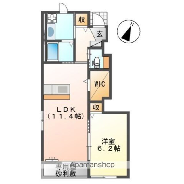 ヴァンルージュⅣ[1LDK/45.44m2]の間取図