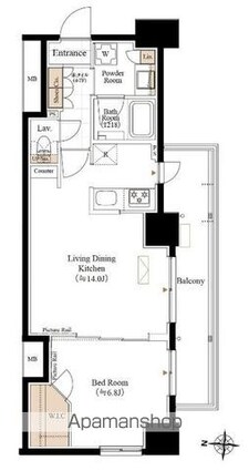 ブランシエスタ両国[1LDK/48.28m2]の間取図