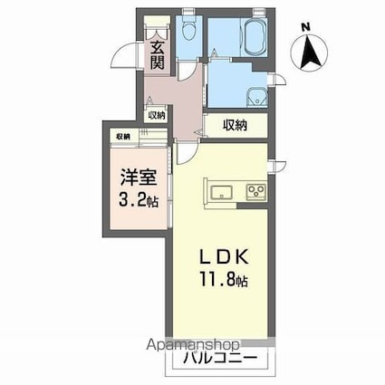 愛媛県新居浜市坂井町２丁目[1LDK/42.24m2]の間取図