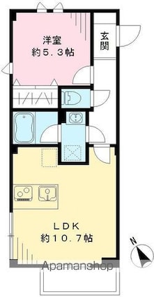 フロール多摩川[1LDK/38.88m2]の間取図