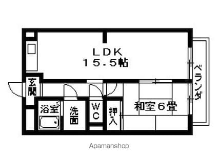 シャトー洗堰Ⅱ[1LDK/50m2]の間取図
