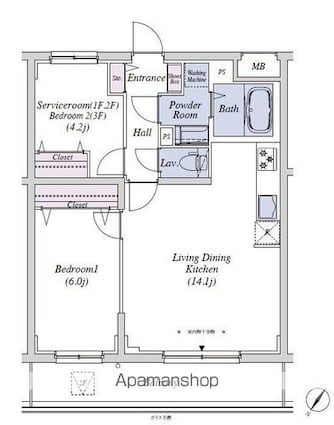 Ｄｅａｒ　ＷＡＮ　Ｃｏｕｒｔ練馬平和台[1SLDK/54.3m2]の間取図
