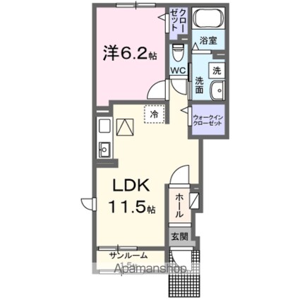 ハリーズコートＣ[1LDK/43.61m2]の間取図