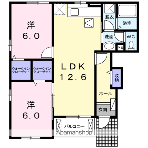 ミラリオ[2LDK/57.83m2]の間取図