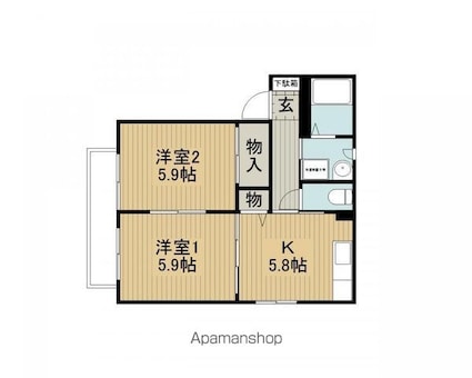 エスポワールミゾグチ[1LDK/43.01m2]の間取図