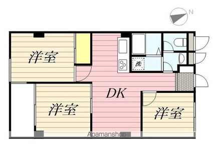 東京都立川市富士見町２丁目[3DK/52.05m2]の間取図