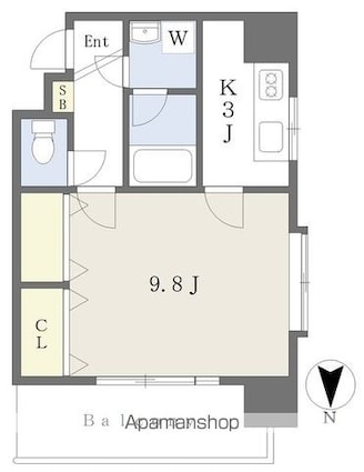 ニックビル持田[1K/30.24m2]の間取図