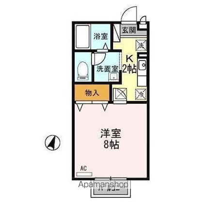 セジュール山田　Ｃ[1K/26.45m2]の間取図