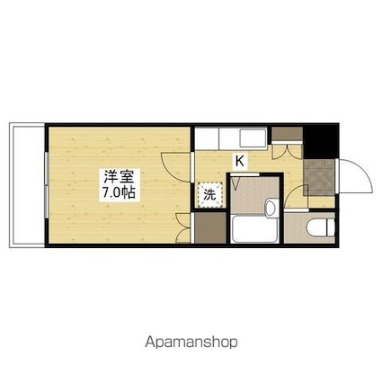 はくしま東ビル[1K/19.5m2]の間取図