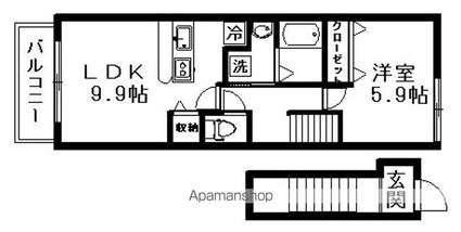 ジェンティーレ[1LDK/41.98m2]の間取図