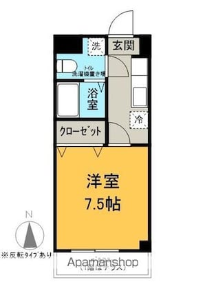 ポプリハイツ[1K/26.4m2]の間取図