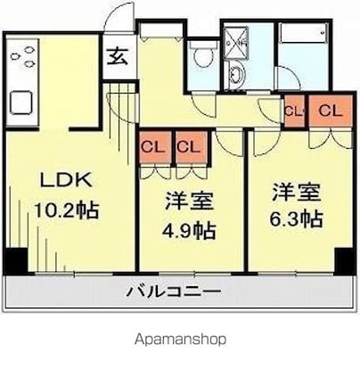 ラフィネ大崎[2LDK/54.16m2]の間取図
