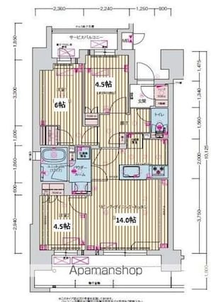 プレサンス名駅南ブリエ[3LDK/64.18m2]の間取図