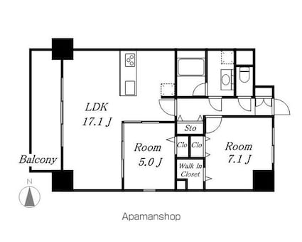 愛知県名古屋市中区栄１丁目[2LDK/65.58m2]の間取図