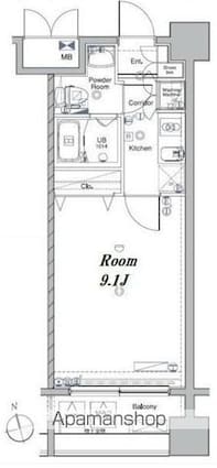 メイクスデザイン東陽町[1K/26.48m2]の間取図