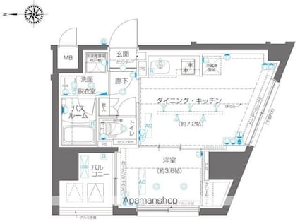 ＺＯＯＭ高田馬場[1DK/30.56m2]の間取図