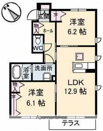 グランマスト太田　Ａ・Ｂ・Ｃ棟[2LDK/58.22m2]の間取図