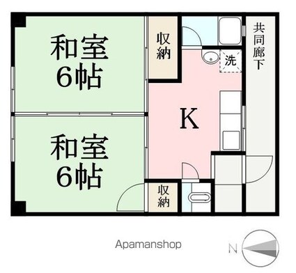 町屋１番館[2K/42.32m2]の間取図