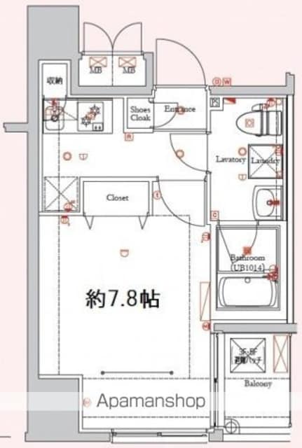 ディアレイシャス新宿中落合[1K/25.69m2]の間取図
