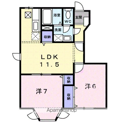 アリエースＢ[2LDK/53.51m2]の間取図