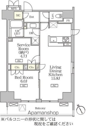 リーフシティ市川　ザ・レジデンス[1SLDK/58.5m2]の間取図